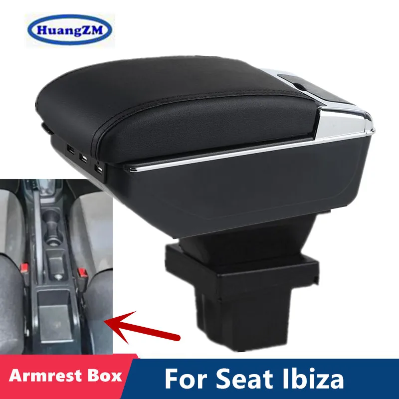 Для Seat Ibiza Коробка для подлокотника Для Seat Ibiza del Коробка для подлокотника автомобиля Центральный ящик для хранения Дооснащение USB зарядкой Автомобильных аксессуаров