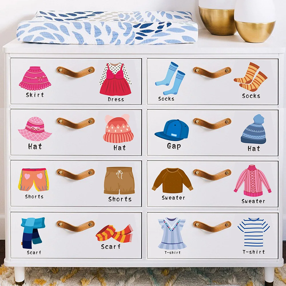 Креативные наклейки с логотипом для мальчика или девочки Английский Гардероб Идентификационная наклейка для одежды Настенный шкаф для спальни Украшающий декор DIY