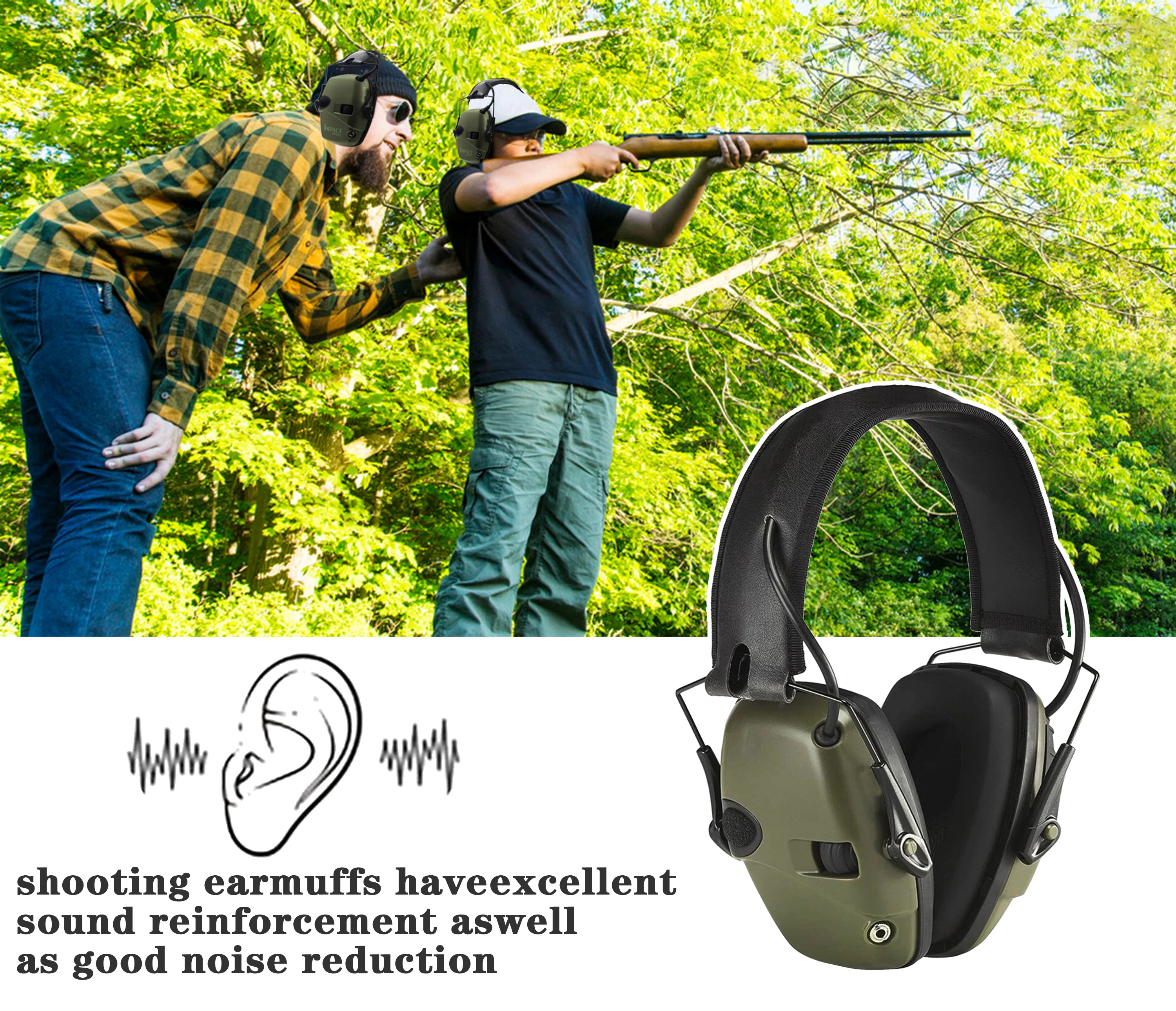 наушники с защитой от шума/Тактическая активная гарнитура Для стрельбы, Электронная защита слуха, складные наушники-вкладыши для охоты