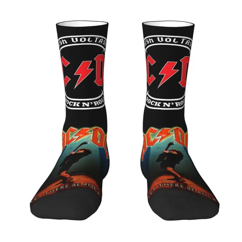 Забавные мужские винтажные носки в стиле рок AC DC, унисекс, удобные теплые носки с 3D принтом Heavy Metal Music Band Crew Socks