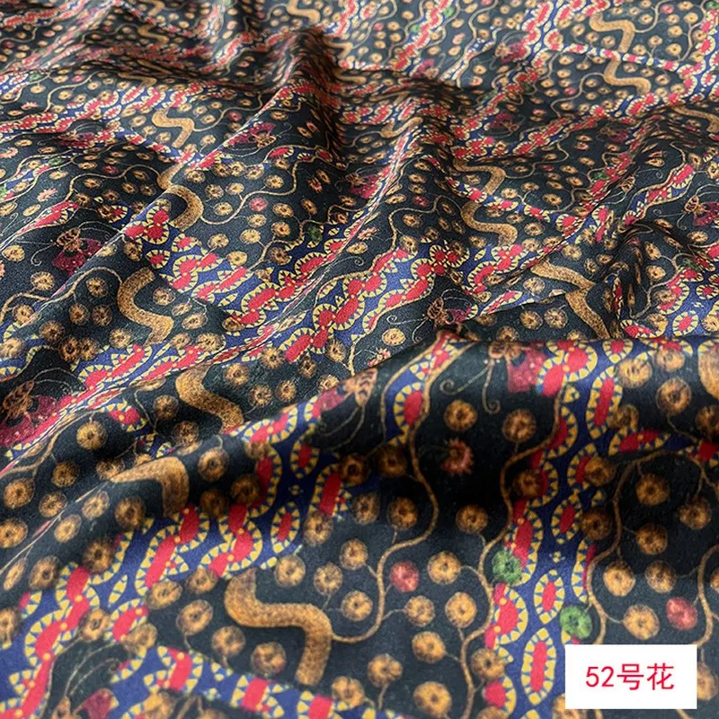 винтажная ткань из эластичного шелка и атласа 19momme с цветочным принтом и шелковицей MulberrySilk