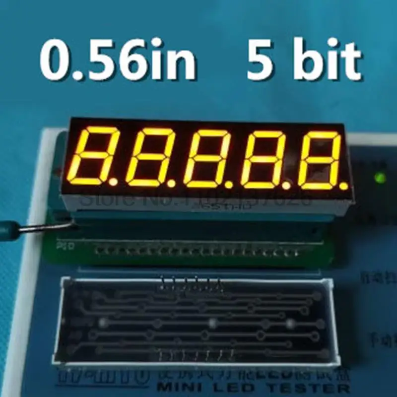 5-битный цифровой ламповый светодиодный дисплей, 7-сегментный ЖЕЛТЫЙ 0,56 дюйма, оптовый четырехзначный дисплей с общим катодом 0,56 
