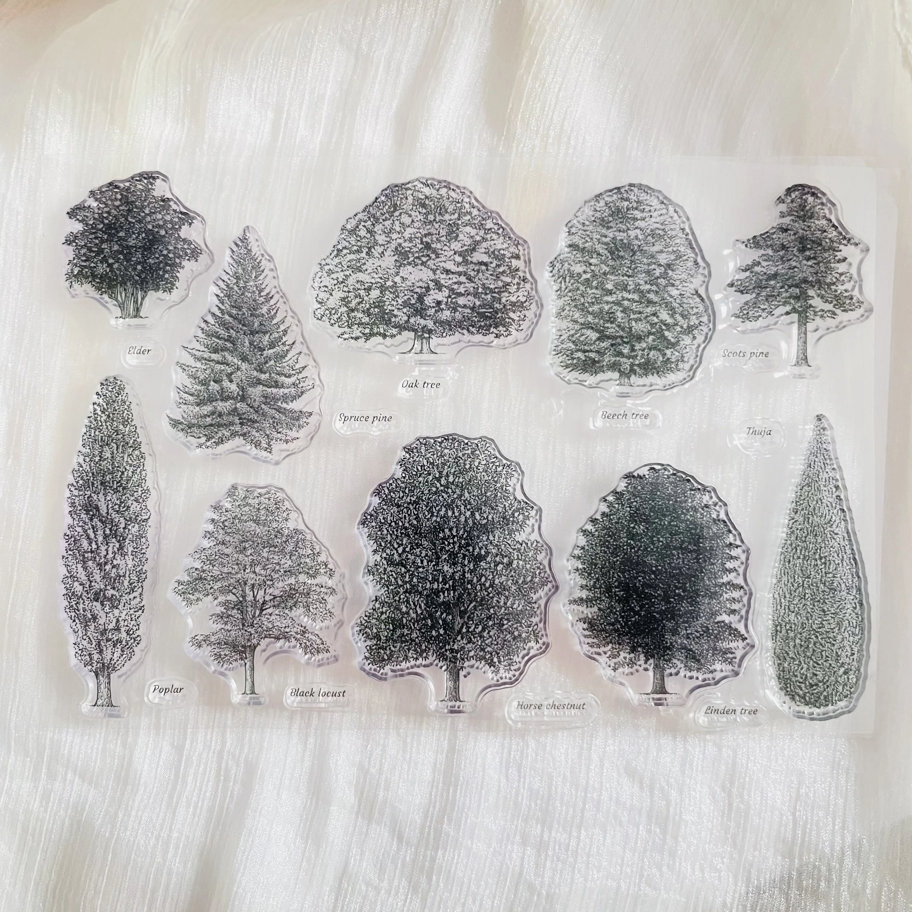 различные прозрачные штампы в виде дерева, прозрачный силиконовый штамп, лист для скрапбукинга, украшение фотоальбома